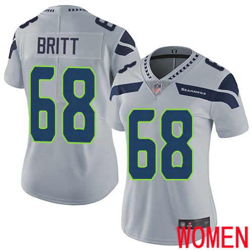 Seattle Seahawks Limited Grey Women Justin Britt Alternate Jersey NFL Football #68 Vapor Untouchable